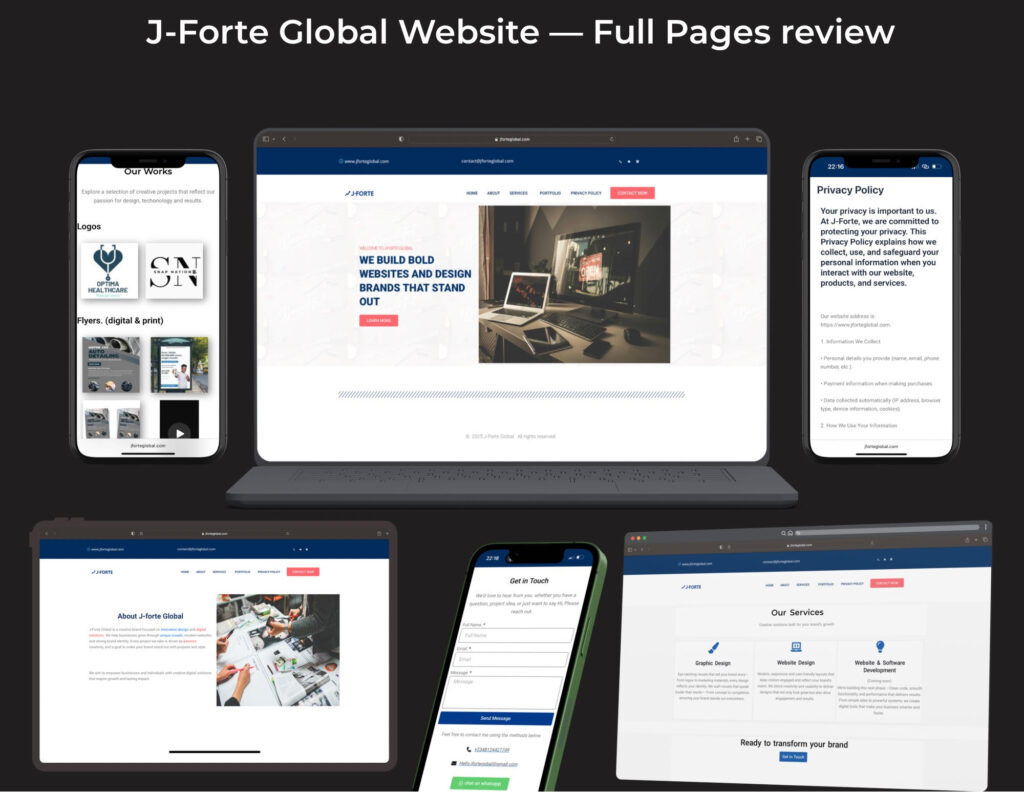 Web Design, all pages